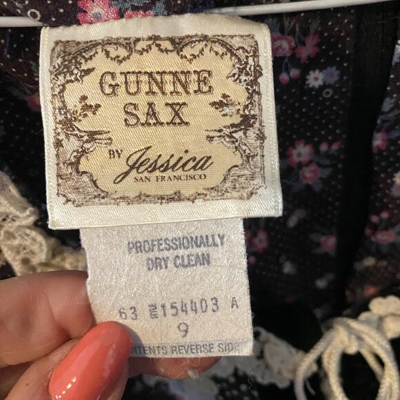 1980 Gunne Sax Jessica McClintock Floral Print Dress Prairie Vintage Size 9 - Picture 4 of 5